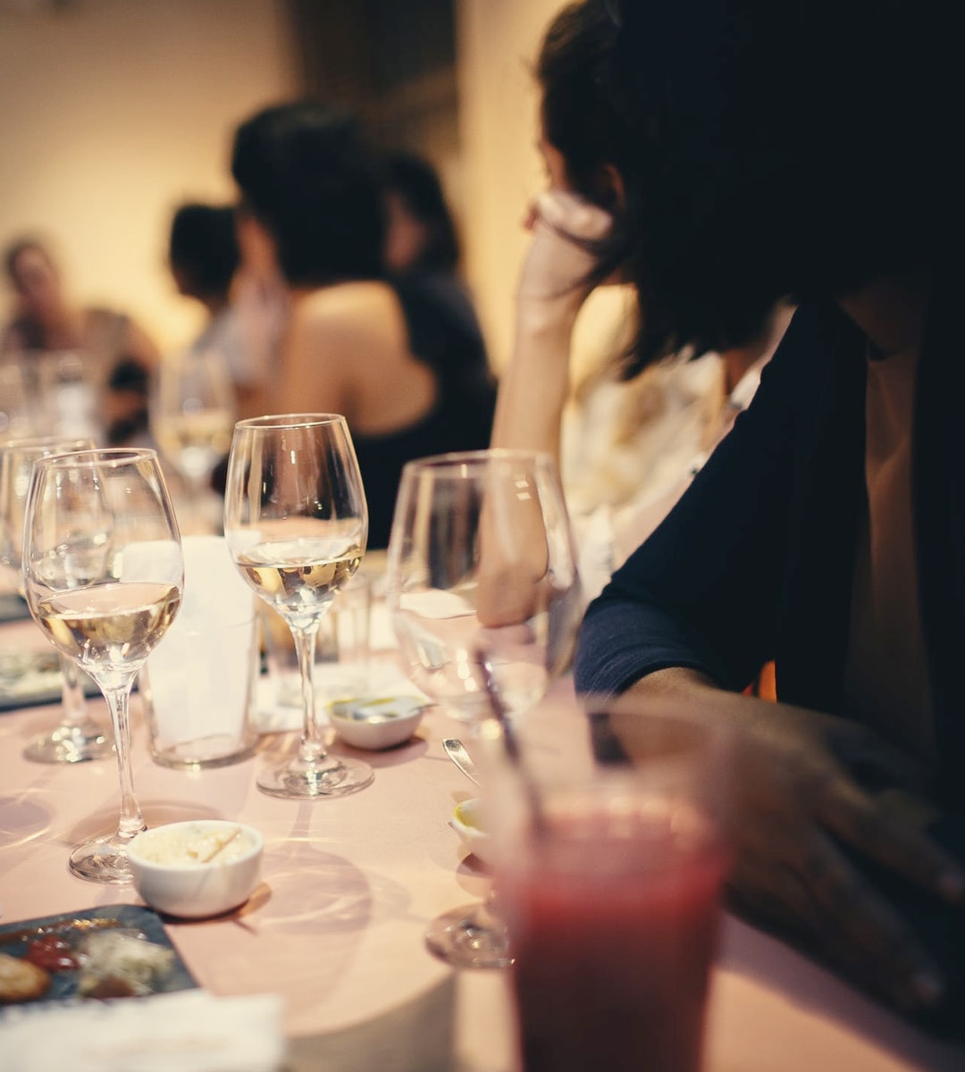 Customers enjoying a social dinner gathering.