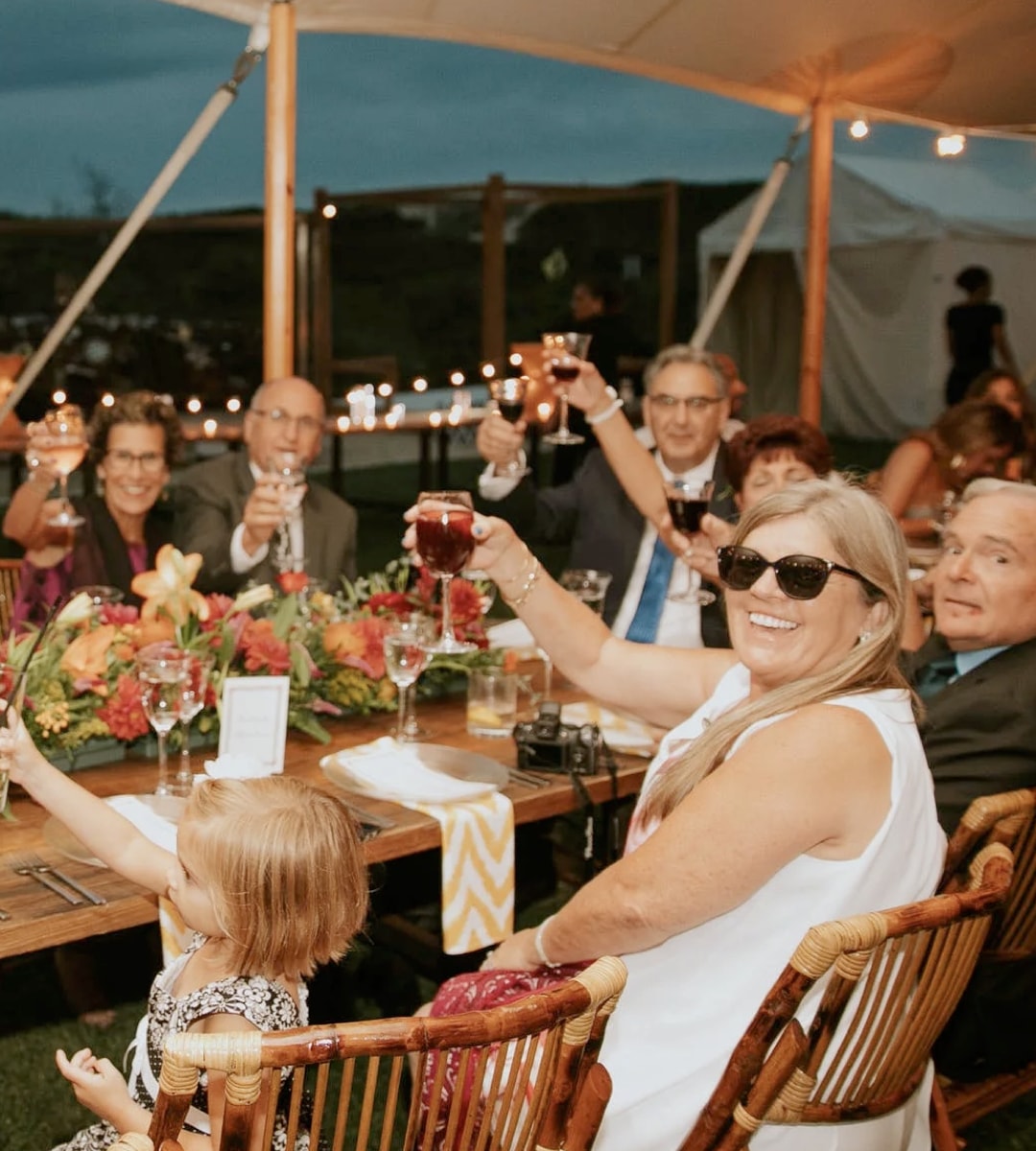 A family celebrating a special event at the restaurant.