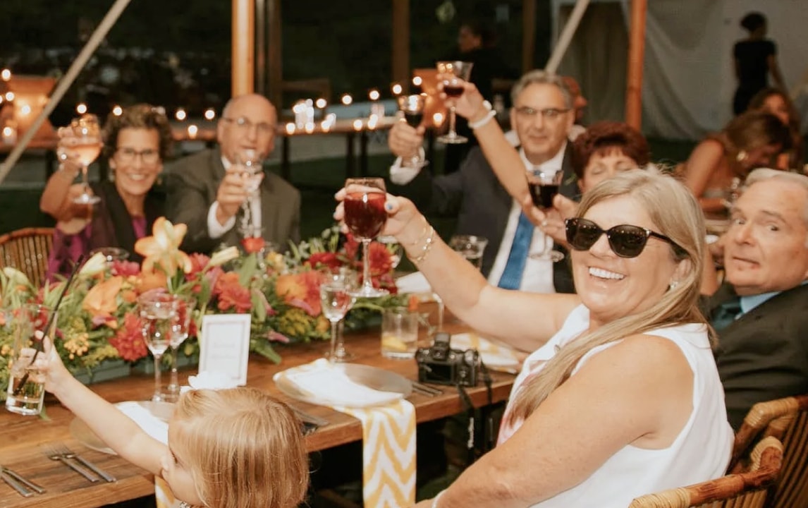 A family celebrating a special event at the restaurant.